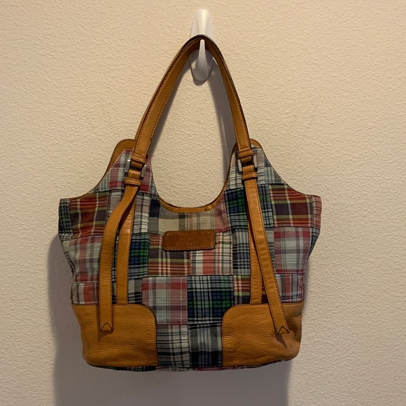 Tommy Hilfiger Multicolor Plaid Shoulder Bag with Tan Trim - Picture 1 of 16